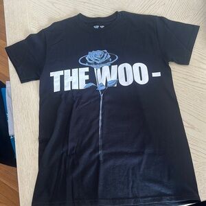 V-Lone, Size Small. Black, white and blue “The Woo” tee shirt.